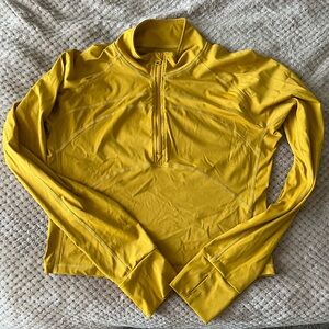 Yellow Quarter Zip Cropped Athletic Top